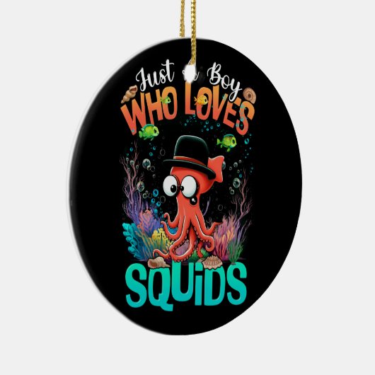 Gewoon een jongen die houdt van inktvissen zeevruc keramisch ornament (Rechts)