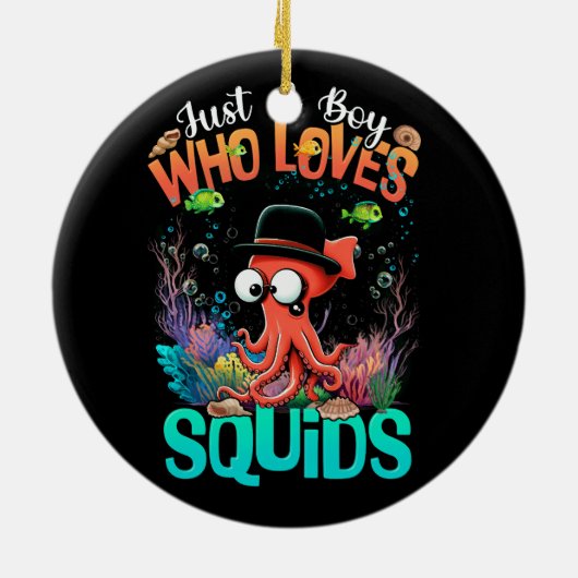Gewoon een jongen die houdt van inktvissen zeevruc keramisch ornament (Achterkant)