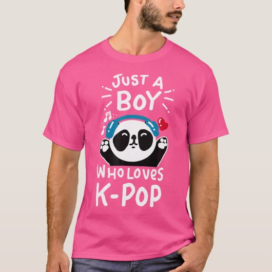 Gewoon een jongen die houdt van K-Pop Panda Kpop S T-shirt (Voorkant)