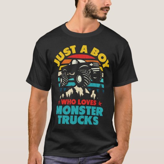 Gewoon een jongen die houdt van monstertrucks voor t-shirt (Voorkant)