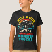 Gewoon een jongen die houdt van monstertrucks voor t-shirt (Voorkant)