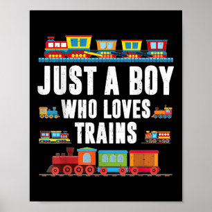 Gewoon een jongen die houdt van Train Peuter Shirt Poster