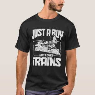 Gewoon een jongen die houdt van treinen locomotief t-shirt