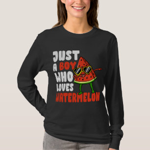 Gewoon een jongen die houdt van watermeloen fruit t-shirt