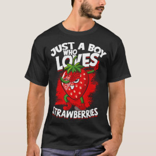 Gewoon een jongen die van aardbeien houdt, fruitbe t-shirt