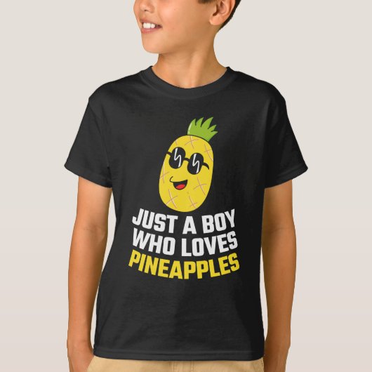Gewoon een jongen die van ananas houdt t-shirt (Voorkant)