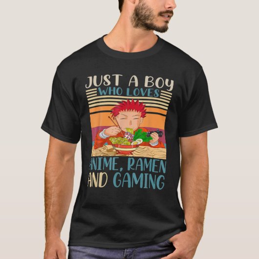 Gewoon een jongen die van Anime Ramen houdt en van T-shirt (Voorkant)