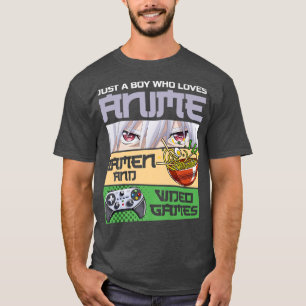 Gewoon een jongen die van Anime Ramen houdt en Vid T-shirt
