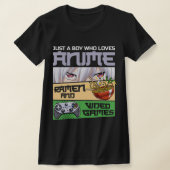 Gewoon een jongen die van Anime Ramen houdt en Vid T-shirt (Laagn)