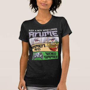 Gewoon een jongen die van Anime Ramen houdt en Vid T-shirt