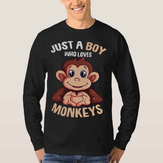 Gewoon Een Jongen Die Van Apen Houdt Jongens Kinde T-shirt (Voorkant)