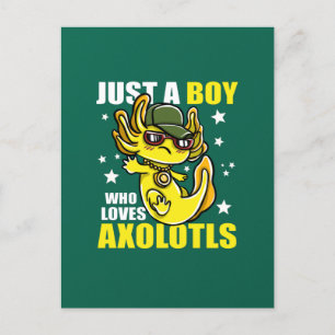 Gewoon een jongen die van axolotls Cute Funny Kawa Briefkaart