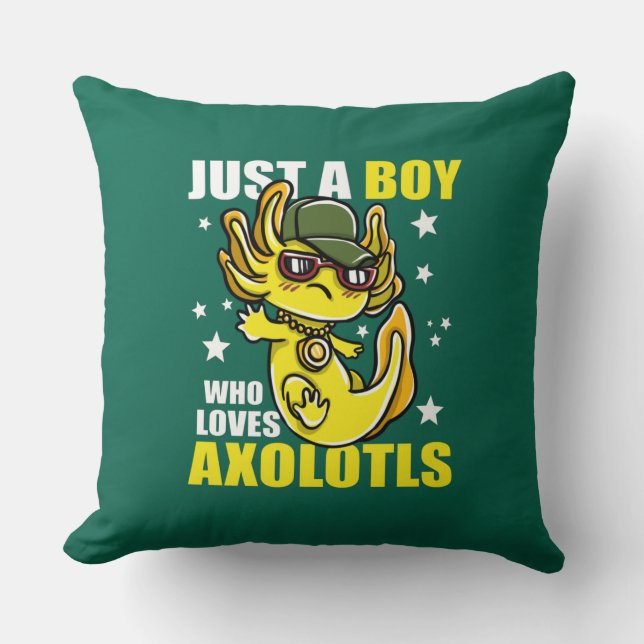 Gewoon een jongen die van axolotls Cute Funny Kawa Kussen (Voorkant)