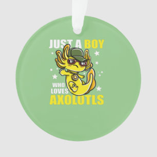 Gewoon een jongen die van axolotls Cute Funny Kawa Ornament