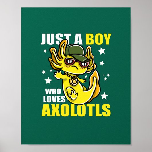 Gewoon een jongen die van axolotls Cute Funny Kawa Poster (Voorkant)