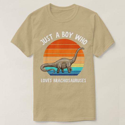 Gewoon een jongen die van Brachiosaurus Dinosaur K T-shirt (Design voorkant)