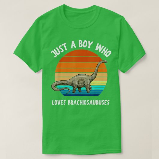 Gewoon een jongen die van Brachiosaurus Dinosaur K T-shirt (Design voorkant)