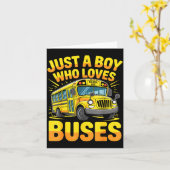 Gewoon Een Jongen Die Van Bussen Houdt Schoolbus  Kaart (Gele Bloem)