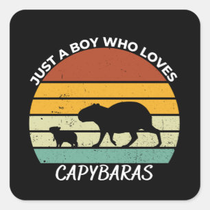 Gewoon een jongen die van capybaras houdt vierkante sticker