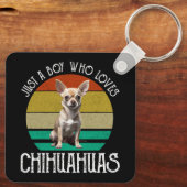 Gewoon een jongen die van Chihuahuas houdt Sleutelhanger (Achterkant)