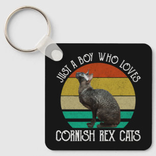 Gewoon Een Jongen Die Van Cornish Rex Katten Houdt Sleutelhanger
