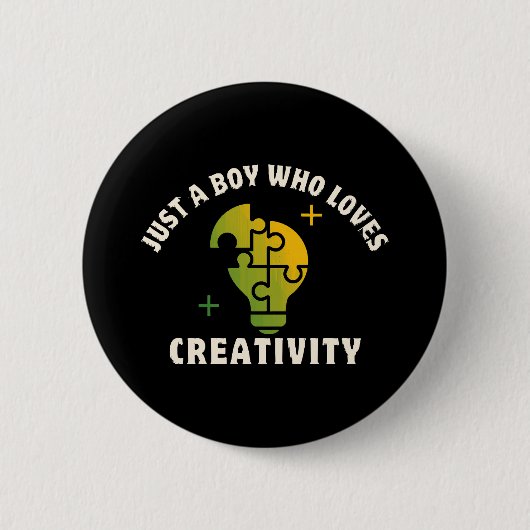 gewoon een jongen die van creativiteit houdt ronde button 5,7 cm (Voorkant)
