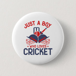 Gewoon Een Jongen Die Van Cricket Houdt - Grappige Ronde Button 5,7 Cm