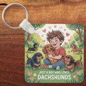 Gewoon Een Jongen Die Van Dachshonden Houdt Sleutelhanger (Voorkant)