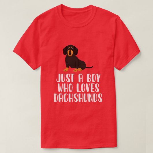 Gewoon een jongen die van Dachshunds houdt T-shirt (Design voorkant)
