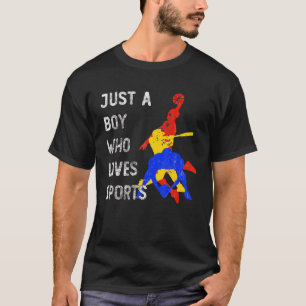 Gewoon een jongen die van de Football van de sport T-shirt