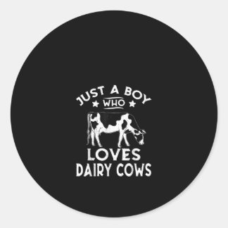 Gewoon een jongen die van de Koe houdt. Ronde Sticker