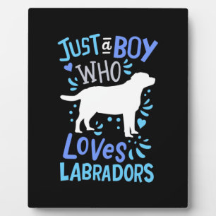 Gewoon een jongen die van de Labrador Retriever ho Fotoplaat