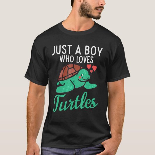 Gewoon een jongen die van de schildpadden houdt t-shirt (Voorkant)