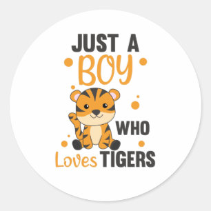 Gewoon een jongen die van de Tigers Sweet Animals Ronde Sticker