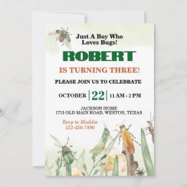 Gewoon een jongen die van de verjaardag van insect kaart