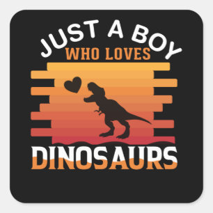 Gewoon een jongen die van Dinosaur houdt Ontwerp Vierkante Sticker