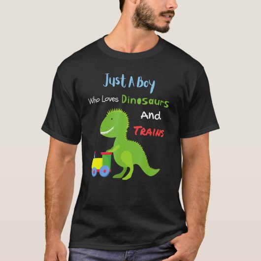 Gewoon een jongen die van dinosaurussen houdt en s t-shirt (Voorkant)
