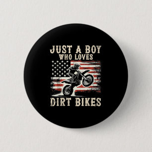 Gewoon Een Jongen Die Van Dirt Bikes Amerikaanse V Ronde Button 5,7 Cm