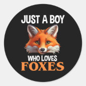 Gewoon een jongen die van foxes houdt ronde sticker (Voorkant)