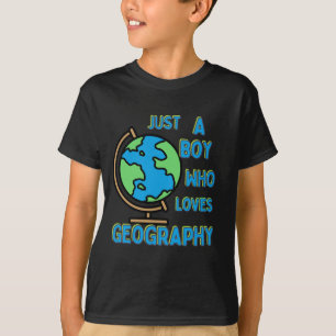 Gewoon een jongen die van geografie houdt Kind Sci T-shirt