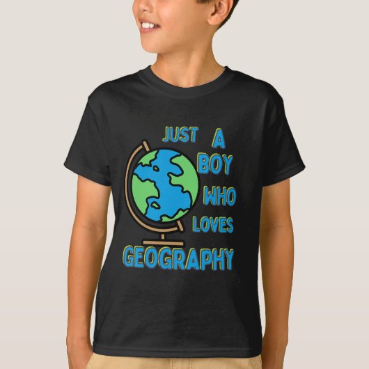 Gewoon een jongen die van geografie houdt Kind Sci T-shirt (Voorkant)