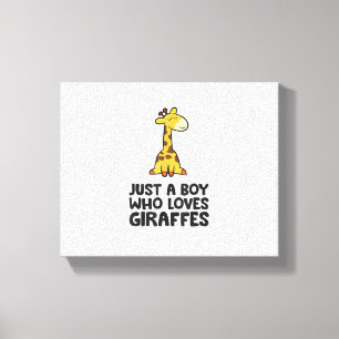 Gewoon een jongen die van giraffen houdt canvas afdruk