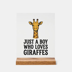Gewoon een jongen die van giraffen houdt Leuk T-sh Acryl Bord
