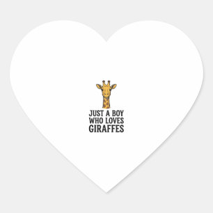 Gewoon een jongen die van giraffen houdt Leuk T-sh Hart Sticker