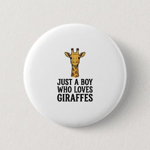 Gewoon een jongen die van giraffen houdt Leuk T-sh Ronde Button 5,7 Cm