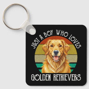 Gewoon Een Jongen Die Van Golden Retrievers Houdt Sleutelhanger