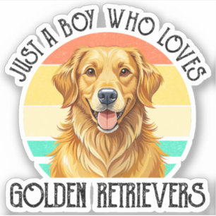 Gewoon Een Jongen Die Van Golden Retrievers Houdt Sticker