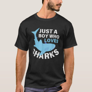 Gewoon een jongen die van haaien houdt Grappige Ki T-shirt