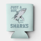 Gewoon een jongen die van haaien houdt Haaien lief Blikjeskoeler (Achterkant)