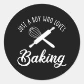 Gewoon een jongen die van het baken houdt ronde sticker (Voorkant)